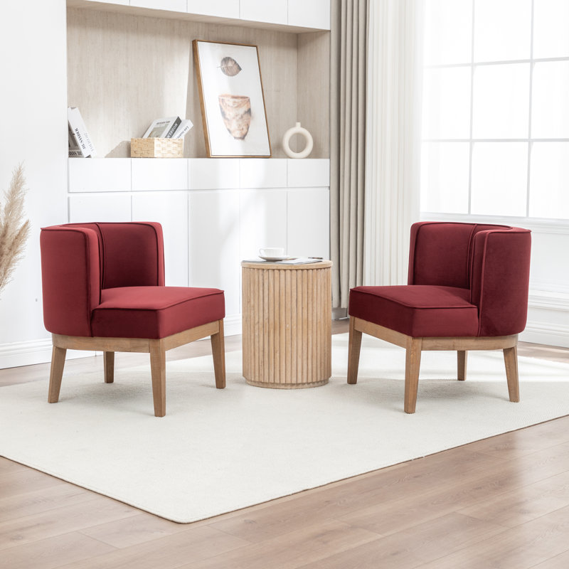 Fauteuil demi-tonneau Karoll, Velours rouge, 2