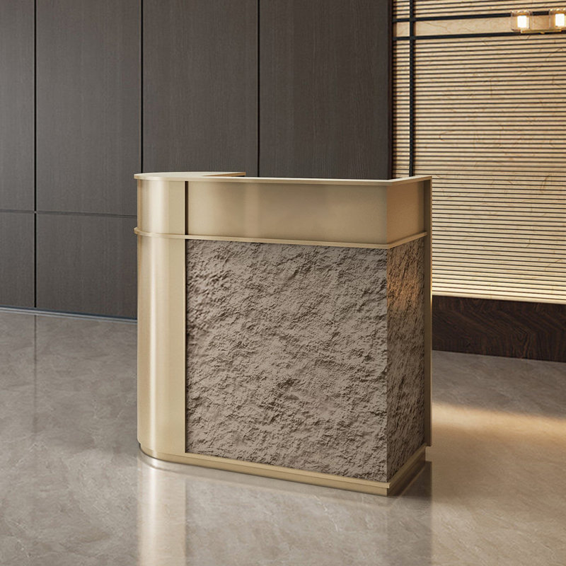 Bureau de réception contemporain en bois manufacturé demi-cercle