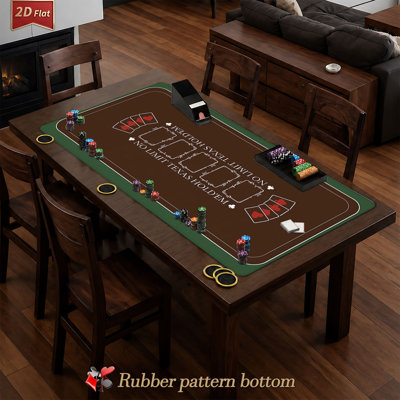 Tapis de poker plat en deux dimensions Tapis de jeu Texas Hold'Em rétro Coussin de jeu à carreaux ornés Surpiqûres de bureau Cadre de coussin de table en caoutchouc dense Protecteur de plateau de table Tapis de jeu de table Tapis de jeu TCG CCG Access