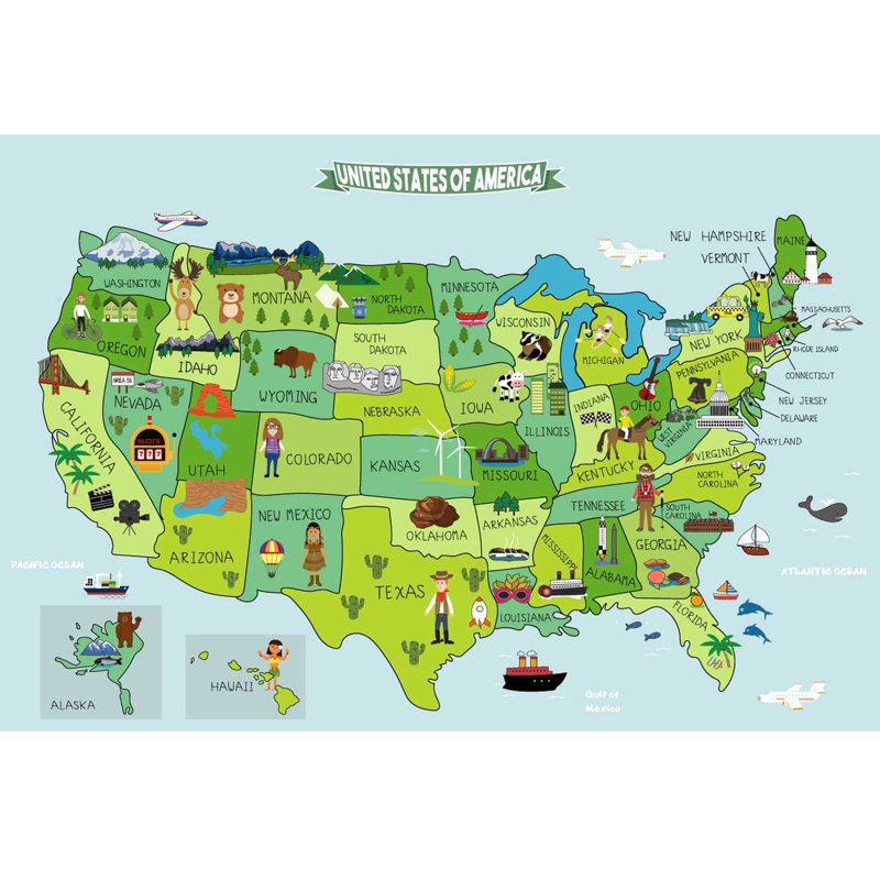 Décalcomanie murale carte des états-unis