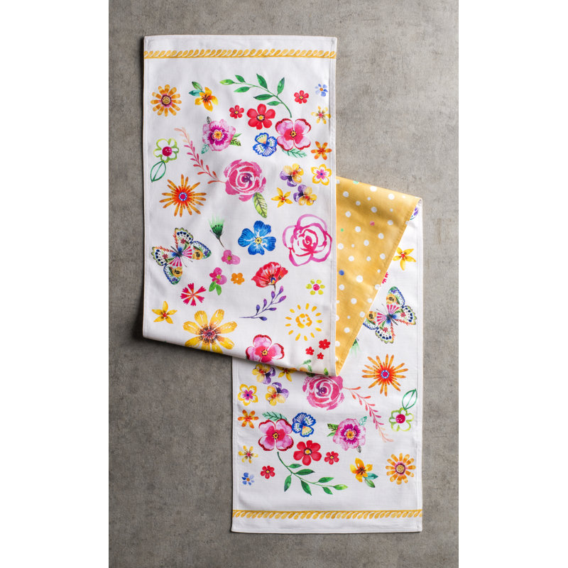 Floral 100% Cotton Table Runner, 72" L x 14.5" W