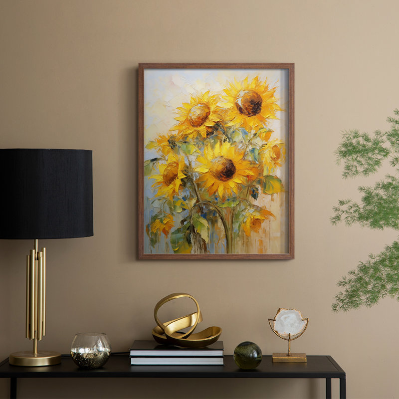Série FLORAL CDLVII - reproduction encadrée de qualité supérieure - prête à être accrochée - aucun clou requis, Noyer