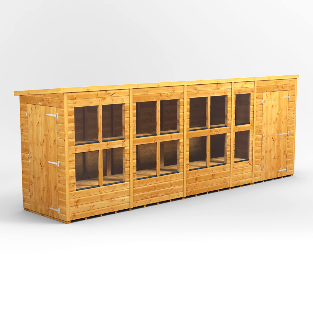 Powersheds 18 x 4ft Timber Tongue & Groove Pent Potting Shed Combi (includes 4ft Side Store)