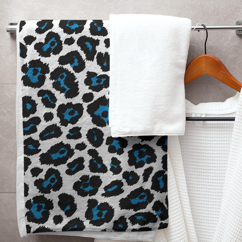 Garp Bath Towel, Polyester/Cotton Blend, White/Honolulu Blue/Black