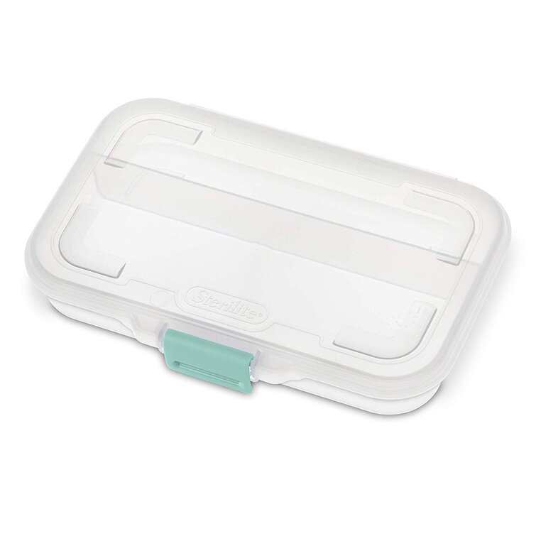 Sterilite Small Clear Divided Storage Container Box Plastic, 2-Pack 