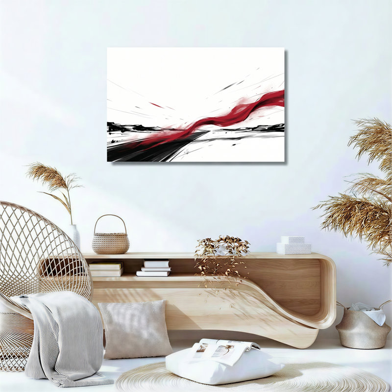 Ensemble de 1 tableau abstrait à motif vague sur toile, 16"H x 24"W, Toile tendue