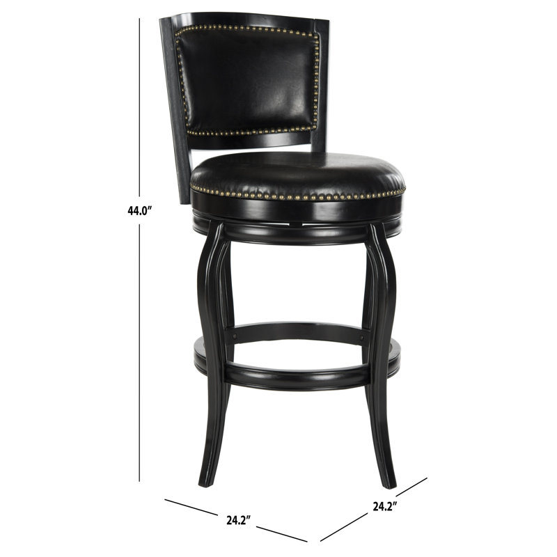 Tabouret de bar pivotant 29 po Brockway, Noir, Noir