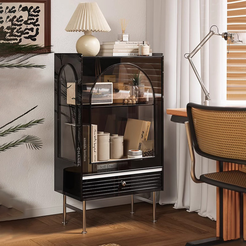 Modern simple acrylic living room accent cabinet, Black