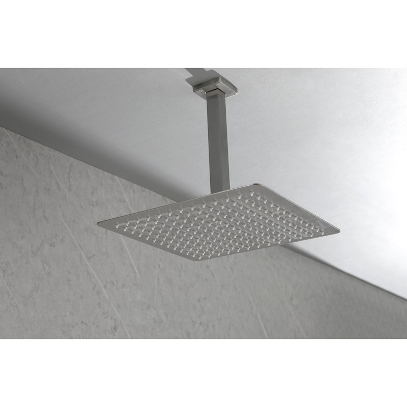 Bathroom Rain Shower Head In Brushed Nickel - Self-Cleaning Nozzle, High , Stainless Steel, Water Saving, Works With Arm Saving For Fits