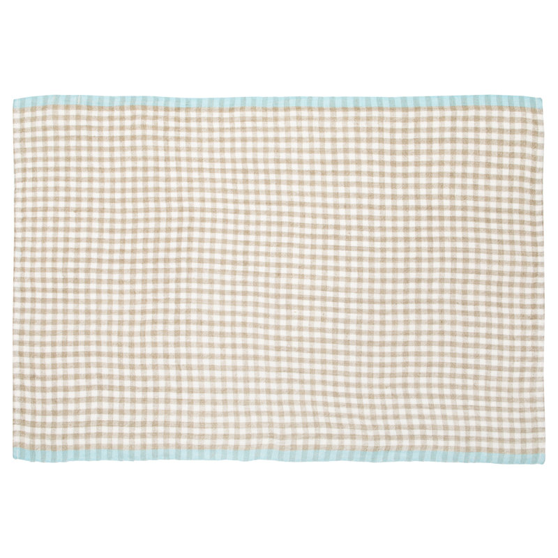 Gingham Dish Towel Kitchen Towel, Natural/Aqua