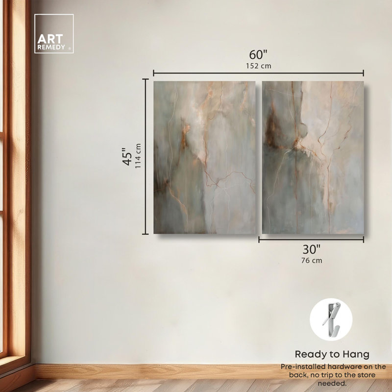 «Fiery Traces Set», ensemble de 2 boho par Art Remedy, H 45 po x l 30 po, Toile tendue