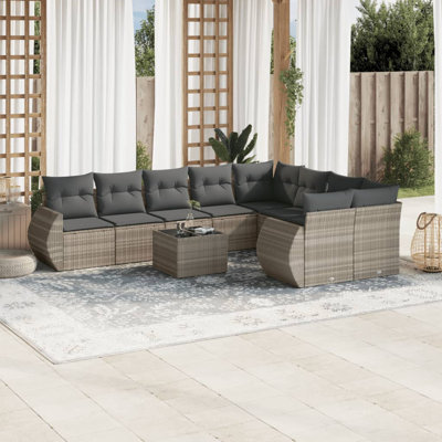  Ensemble de canapé de jardin gris clair, gris foncé