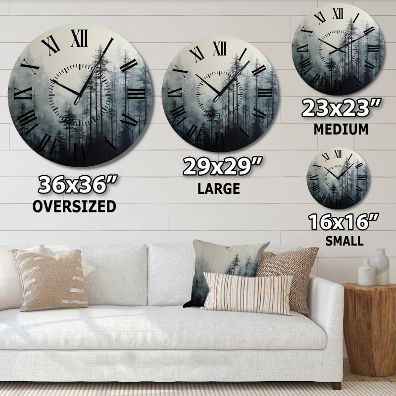 Horloge murale grise en forêt grise - Nature, Surdimensionné