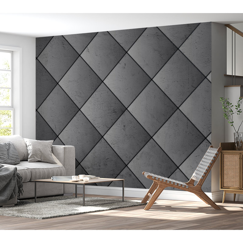 Murale peler et coller Lindia, Gris foncé, L 41 po x l 57 po
