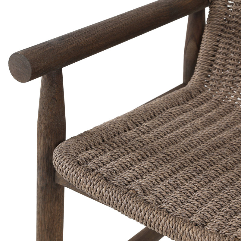 Dume Outdoor Dining Armchair, Dark Gray/Dark Brown