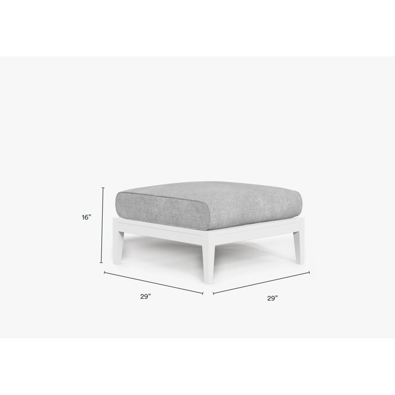 Charcoal Aluminum Outdoor Ottoman; Palisades Cream, Pacific Fog Gray, White