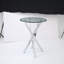 Plateau de table circulaire moderne en verre trempé avec cadre en fer argenté, pour un décor contemporain et minimaliste.-2124464617