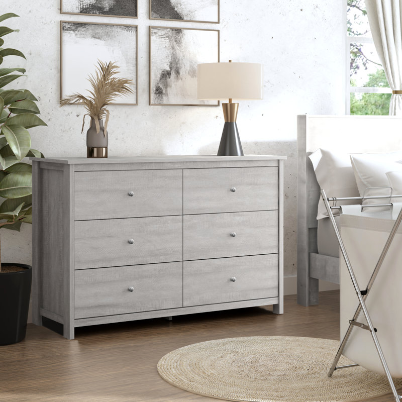 Isenbert 6 Drawer 47.2" W Standard Dresser, Dusty Gray Oak