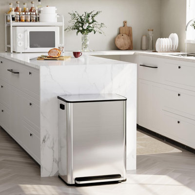 Stainless Steel 16 Litre Step On Kitchen Trash Can 