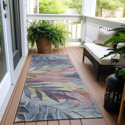 Machine Washable Indoor/Outdoor Claudian ACN1493 Denim Rug