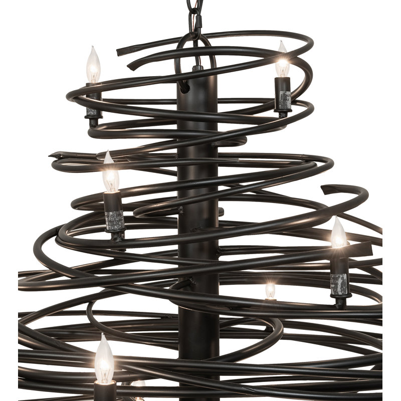 Cyclone 20-Light Solar Black Iron Chandelier