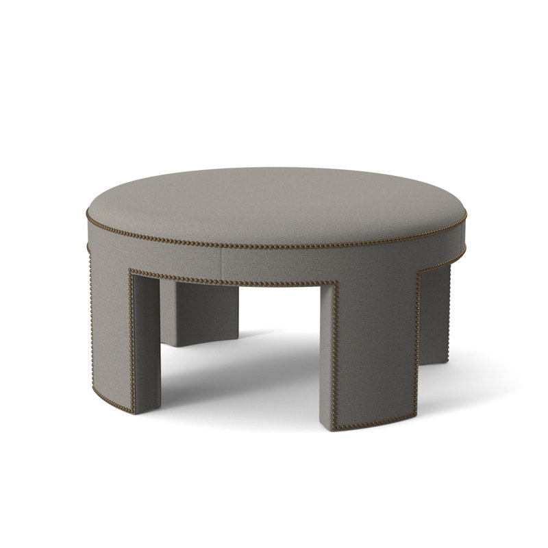 Durant Round Ottoman, Off-White 71629L12, 18.75"H x 33.5"W x 33.5"D