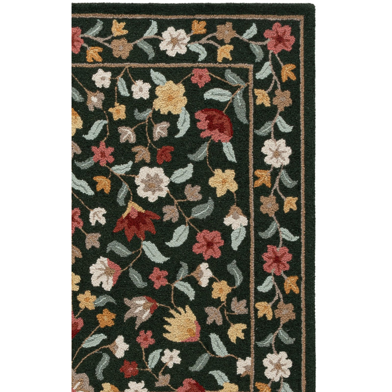 Laine touffetée à la main Chelsea Tapis d'intérieur floral en coton, Rectangle 6 pi 0 po x 9 pi 0 po