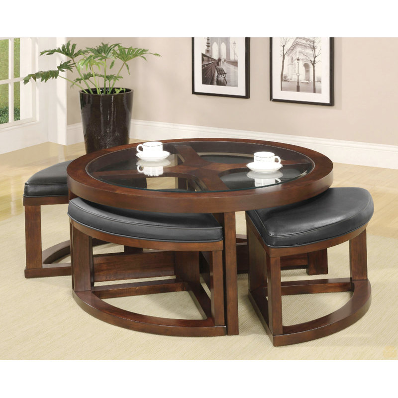 Ensemble de table basse avec repose-pieds en verre