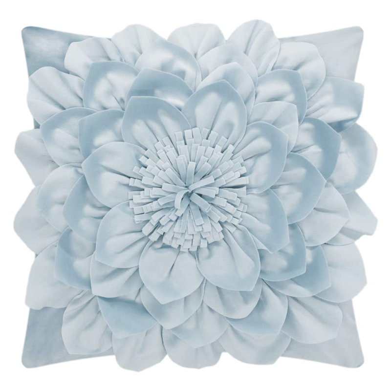Appliqued Velvet Pillow Cover, Blue