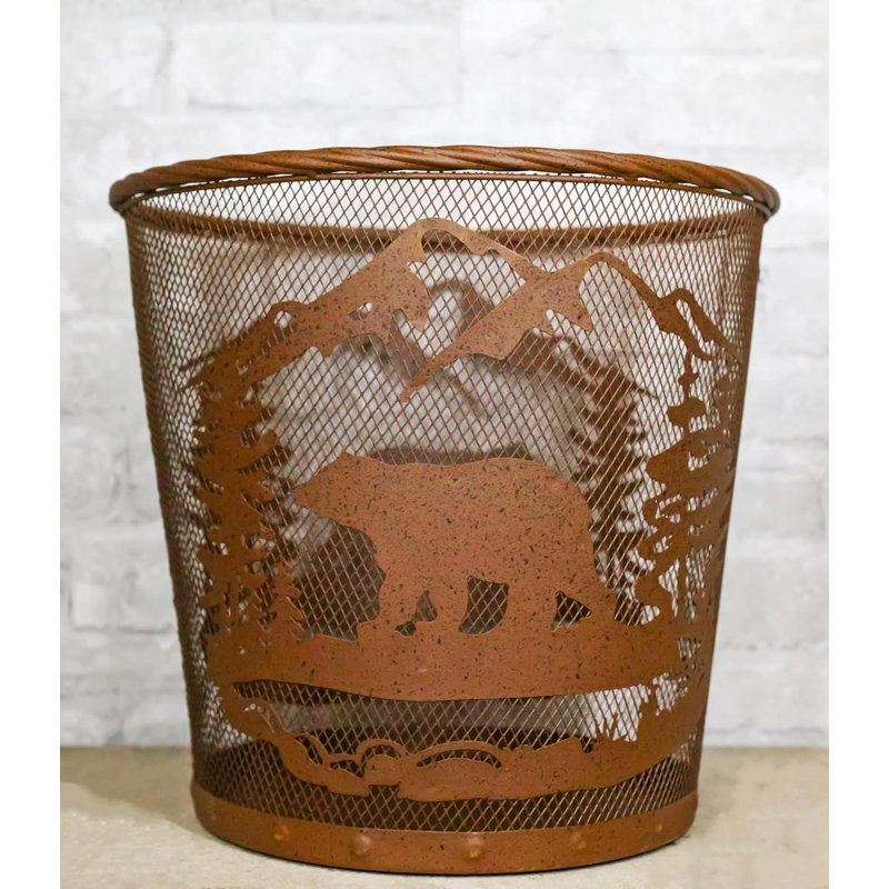 Poubelle Rustic Black Bear By Pine Forest Mountains