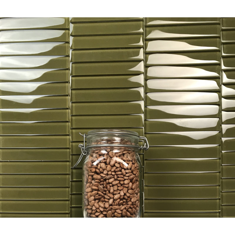 Autunno 1" x 6" Polished Glass Tile Trim in Neon, Brown