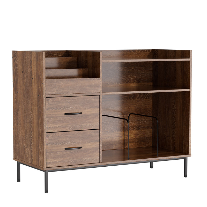 Support pour tourne-disque avec tablettes réglables, Brun