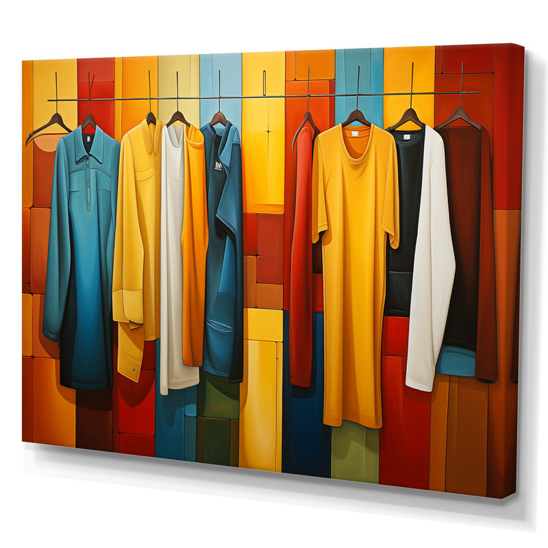 «Yellow Cubist Laundry Day Chaos II», art mural, Toile tendue, H 32 po x l 24 po x P 1 po