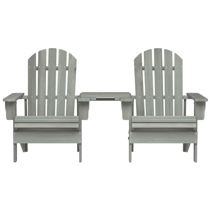 Pittsburg Solid Wood Adirondack Chair with Table, Gray