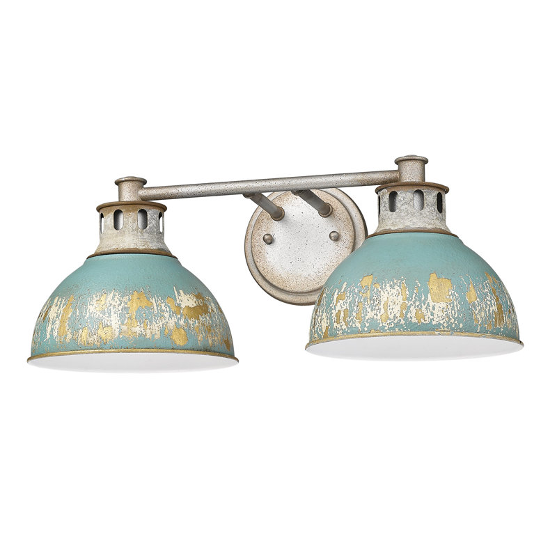 Antique Teal Galvanized Steel 2-Light Dimmable Vanity Fixture