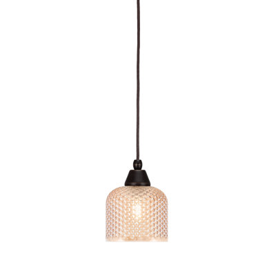 Hudock Mini Pendant Shown In Dark Granite Finish With 6" Amber Textured Glass