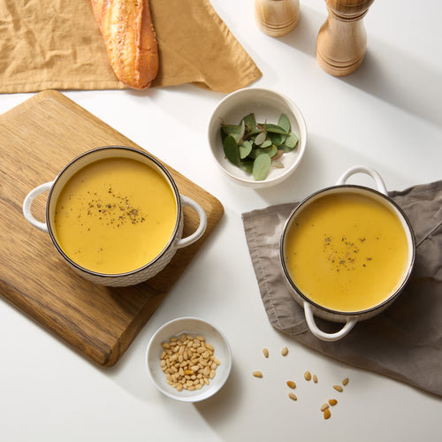 Ensemble de 4 bols à soupe Red Barrel Studio®, 26,5 oz, crème / cuivre, collection Narbonne