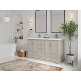 Alys 60" Free Standing Double Bathroom Vanity with Quartz Top (Knobs Option)