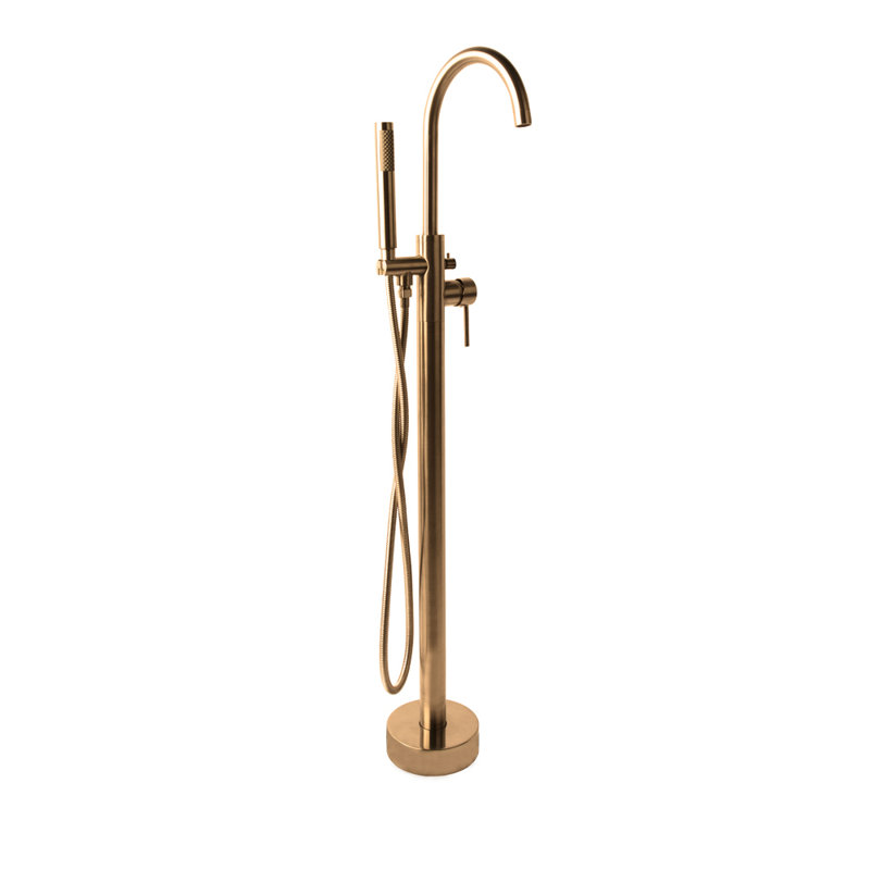 Cigno Tub Filler with Diverter, Brushed Gold
