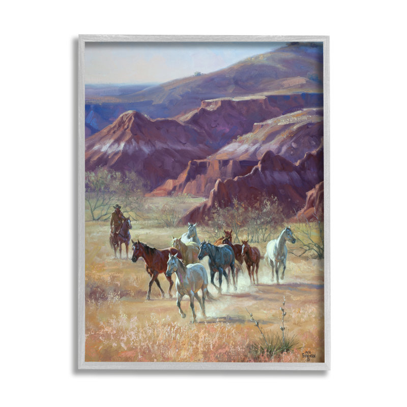 «Stupell Industries Horses in Canyon Landscape», art mural sur toile par Jack Sorenson, H 20 po x l 16 po x P 1,5 po