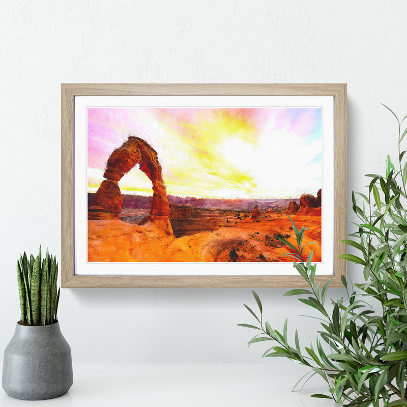 Stone Arch in the Moab Desert - Picture Frame Painting, Oak Framed, 48cm H x 65cm W x 2cm D