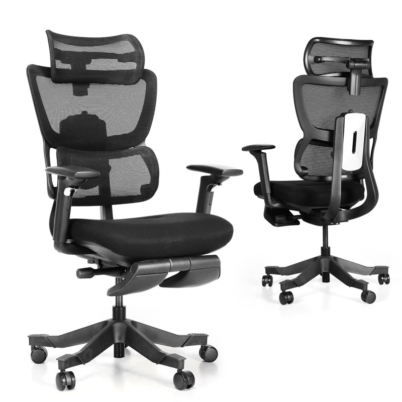 Chaise de bureau inclinable à 150 ° avec système de suivi dynamique du dossier - Dossier réglable à 5 niveaux et support lombaire adaptatif