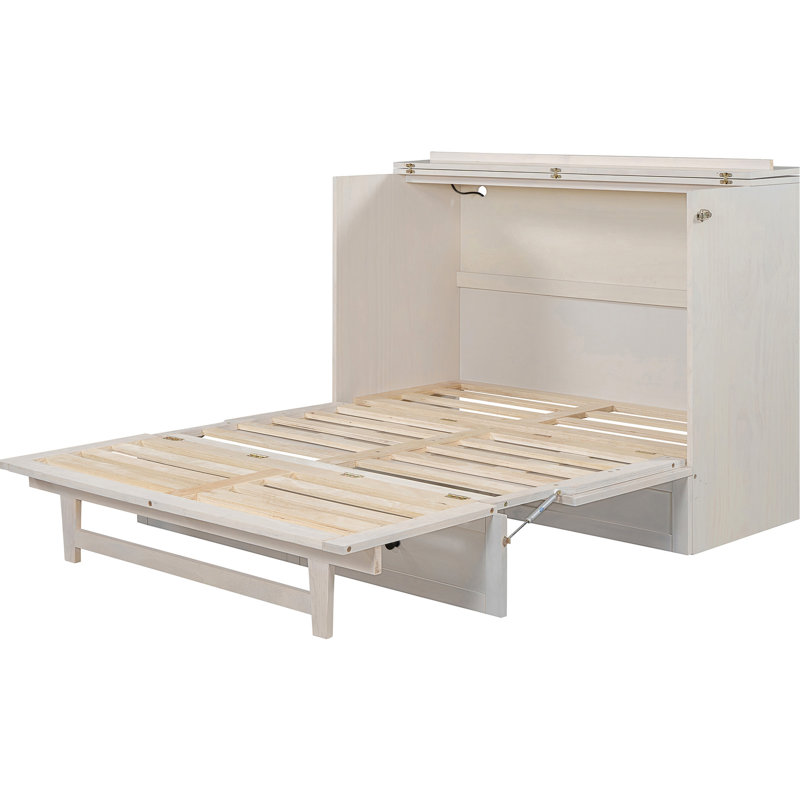 Lit double, blanc brossé. Augmentez l'espace avec les grands tiroirs et les prises de courant. Roulement robuste de 450 lb. Devant chic rayé. Espace de rangement organisé. Option de chargement sans effort. Matelas non