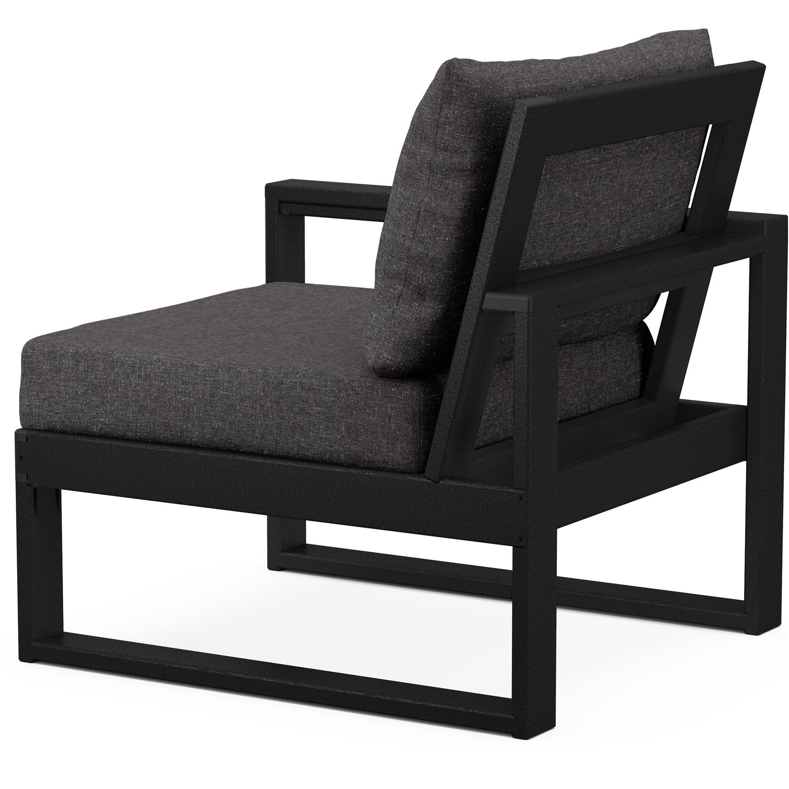 POLYWOOD Outdoor Lounge Chair, Black, Ash Charcoal