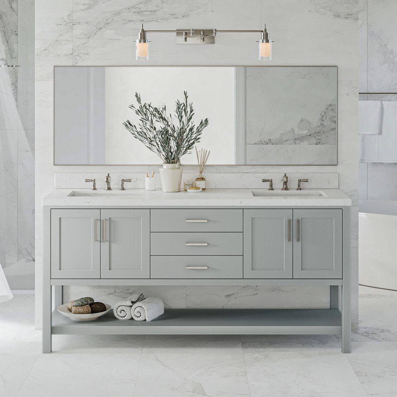 ARIEL Magnolia 72 Double Bathroom Vanity with Top, Rectangular, Gray