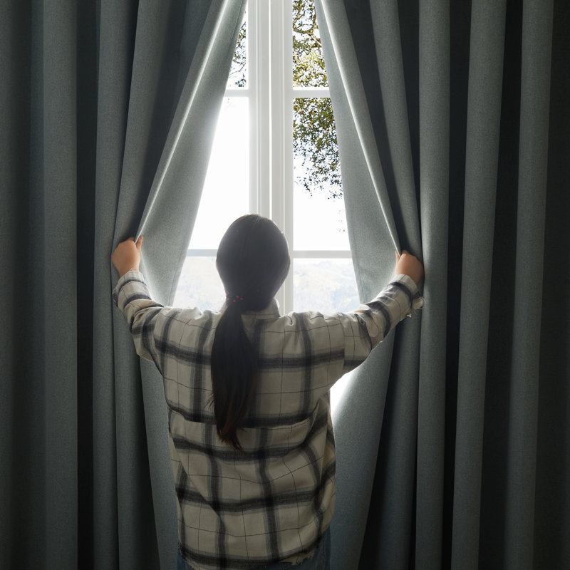 Linen Blend Blackout Curtain Panel Pair, Sage Green, 117cm Width x 137cm Drop