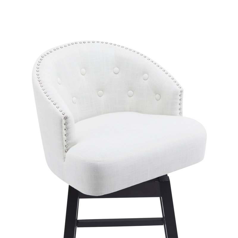 Ensemble de 2 tabourets de comptoir pivotants de 33,25 po, avec tabourets de bar rembourrés à hauteur de comptoir avec structure en bois d'hévéa massif, dossier, repose-pieds, tabourets de bar sans accoudoir pour bar personnel, comptoir de cuisine