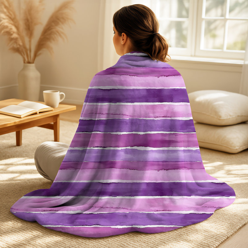 Jeté mauve et mauve à rayures lavande mauve et blanc
