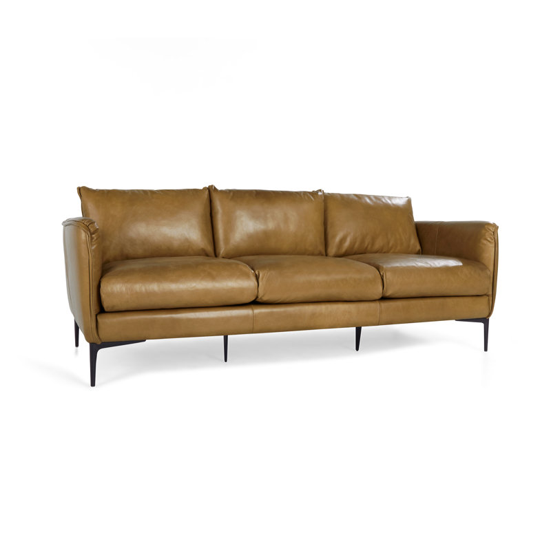 Abigail 85" Genuine Leather Sofa, Tan
