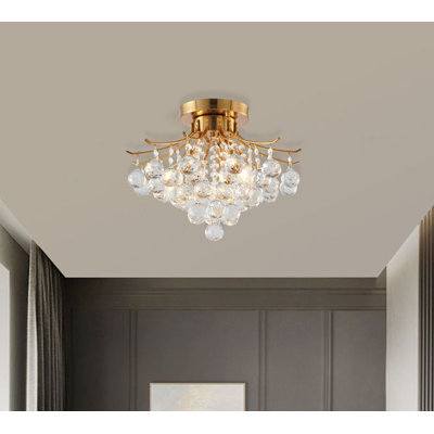 Plafonnier semi-encastré en cristal 3 lumières Crapp